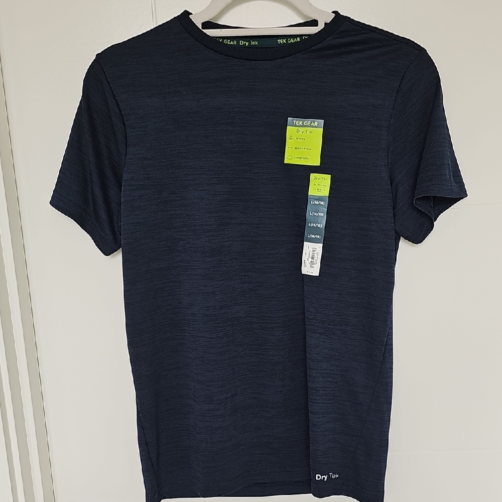 NWT Tek Gear Dark Blue Short Sleeve Dry Tek Tee Sz L 14/16